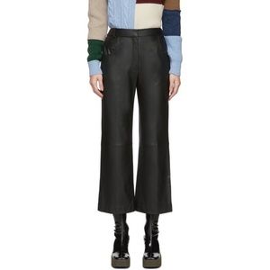 NWT ALEXACHUNG Straight-Leg Leather Pants